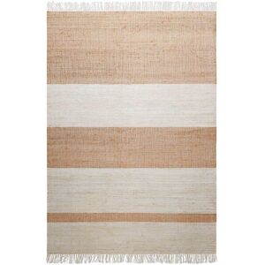 Green Loop Tapis plat tisse main a franges raye beige et brun 80x150