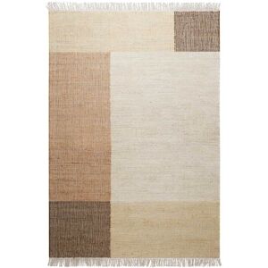 Green Loop Tapis plat tisse main a franges beige et brun 80x150