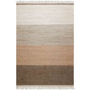 Green Loop Tapis plat tisse main a franges raye tons de brun et beige 80x150