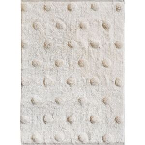 The Deco Factory Tapis 100% coton motifs gros pois en reliefs naturel 100x150