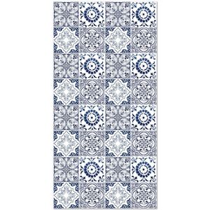 Home and Living Tapis vinyle carreaux ciments grenade bleu 200x200cm