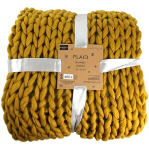 The Home Deco Factory Plaid grosses mailles chunky 120 x 150 cm jaune