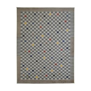 The Deco Factory Tapis effet laineux motif damier multicolore 195x270