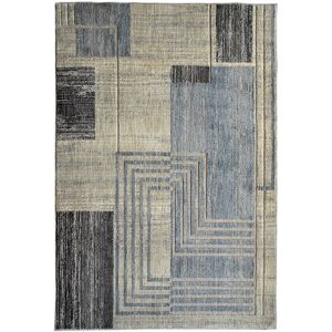 The Deco Factory Tapis extra-doux motif processeur ecru bleu 160x230