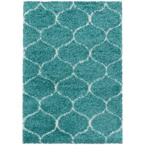 AlloTapis Tapis geometrique baroque en polypropylene bleu 80x250