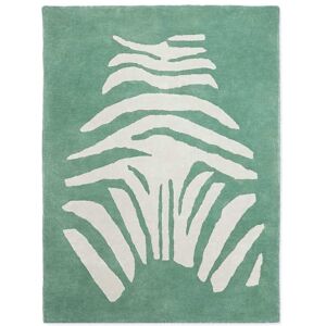 BLEUU-STUDIO Tapis enfant, Coton bio GOTS, Vert et motif ecru, 120x170cm