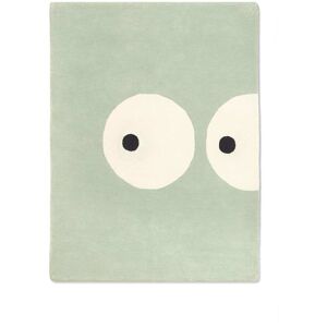 BLEUU-STUDIO Tapis enfant, Coton bio GOTS, Vert Pale et motif Blanc, 100x130cm