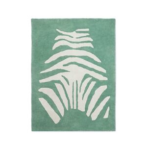 BLEUU-STUDIO Tapis enfant, Coton bio GOTS, Vert et motif ecru, 100x130cm