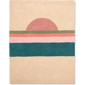 BLEUU-STUDIO Tapis enfant, Coton bio GOTS, Écru et motif Rose / Vert, 100x130cm