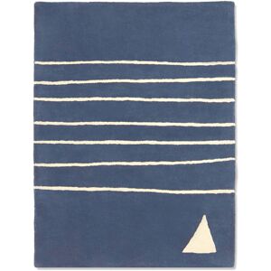 BLEUU-STUDIO Tapis enfant, Coton bio GOTS, Marine a rayures blanches, 120x170cm