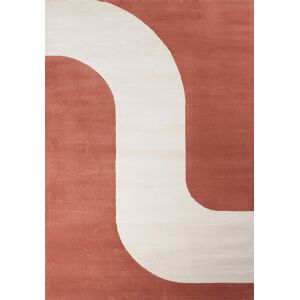 Nazar Tapis de salon a poils ras motif vague - Brun - 120x170 cm