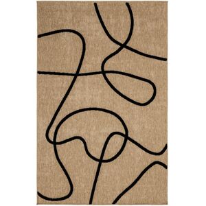 Nazar Tapis aspect jute a motif ligne en relief - Noir - 160x230 cm