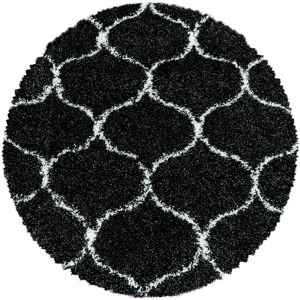 AlloTapis Tapis geometrique baroque en polypropylene anthracite Ø 200