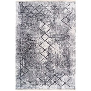 Deladeco Tapis courbe baroque en polyester gris 200x290