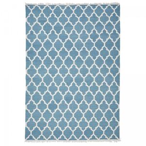 Un amour de tapis Tapis kilim 140x190 cm tisse main en laine bleu Care&Fair