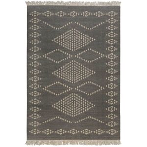 Green Loop Tapis kilim pure laine tisse main ethnique chic gris 160x230