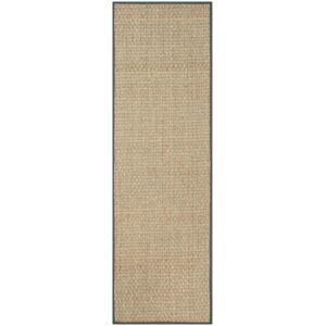 Safavieh Tapis Herbe de mer Naturel/Gris fonce 75 X 180