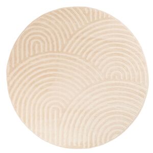 Nazar Tapis rond motif arc en ciel en relief - Creme - D160 cm