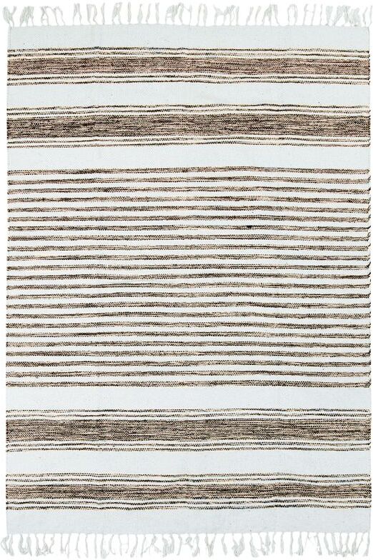 The Deco Factory Tapis 100% coton lignes sable-blanc 190x290