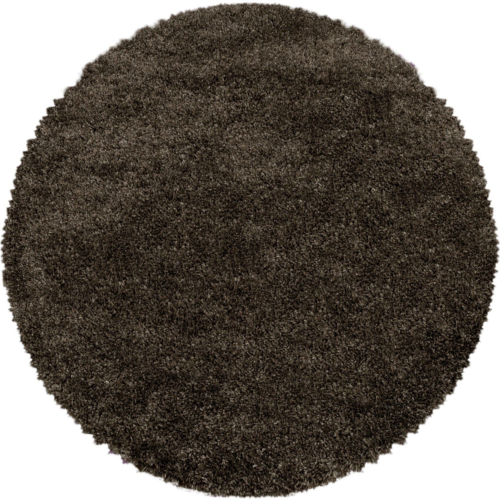 STUDIO DECO Tapis cosy rond à poils longs marron 160x160cm