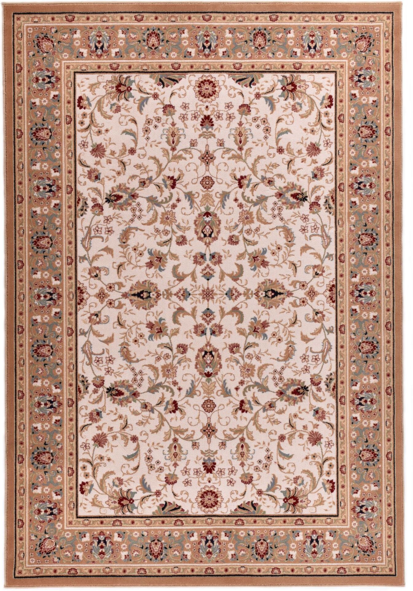 THEKO Tapis d'orient floral, tissé, laine naturelle beige 060x120 cm