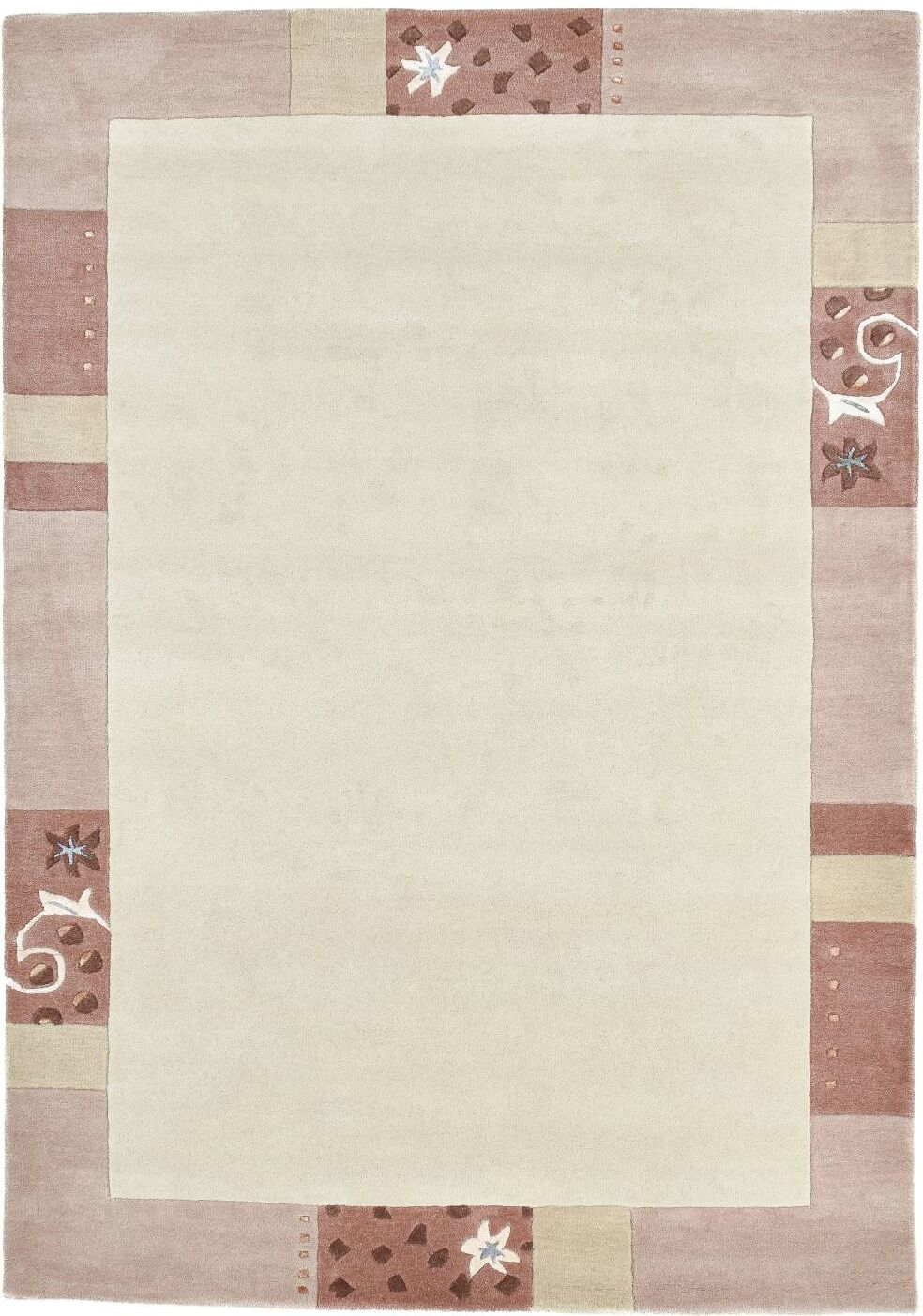 THEKO Tapis gabbeh floral en laine naturelle Beige 60x90 cm