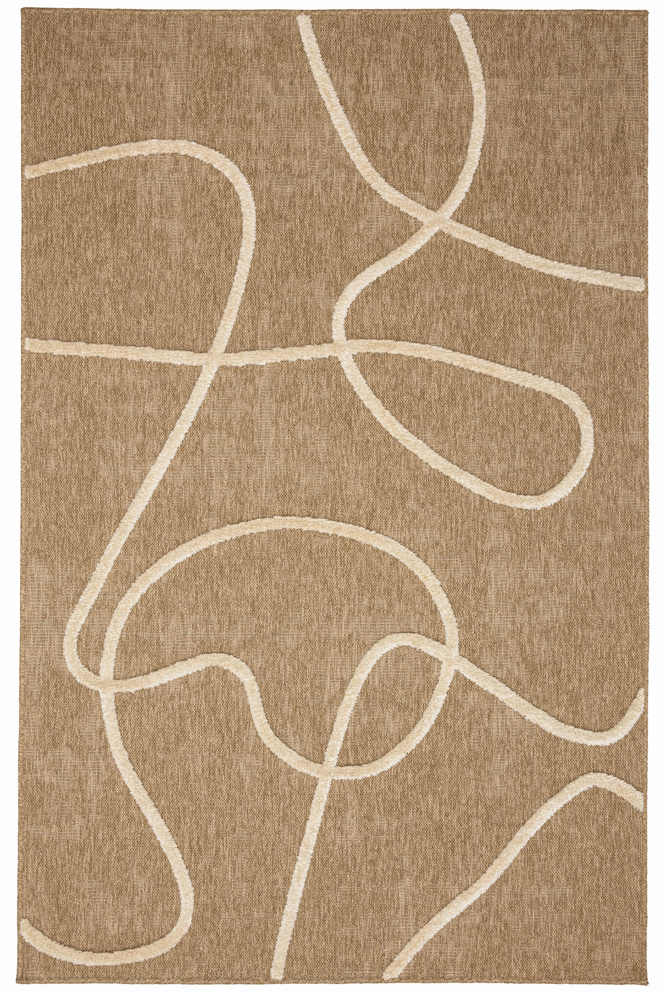 Nazar Tapis aspect jute à motif ligne en relief - Blanc - 200x290 cm