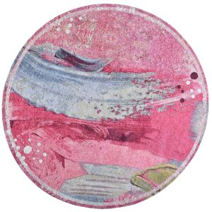 Gino Falcone Tapis salon tissé plat - rose foncé multi Diam 100 cm