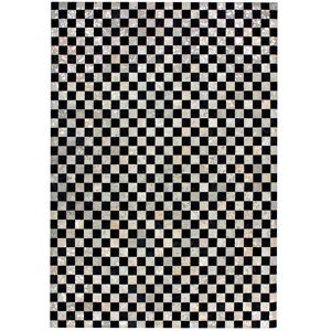 Novatrend Tapis de salon en cuir véritable noir 200x290 cm