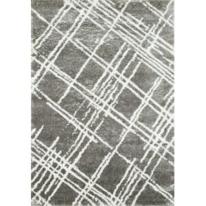 Nazar Tapis shaggy abstrait motif géométrique gris - 160x230 cm
