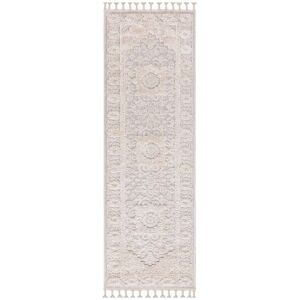 STUDIO DECO Tapis bohème chic à franges tressées crème 80x300cm