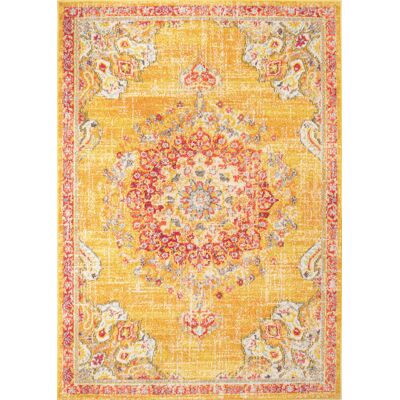 Nazar Tapis salon vintage - poils court et doux jaune 160x230 - Publicité Nazar Tapis salon vintage - poils court et doux jaune 160x230 - Publicité