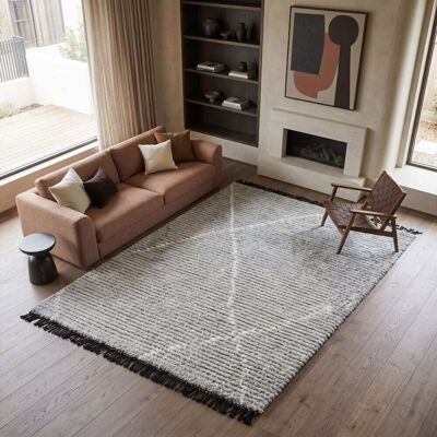 The Deco Factory STEPPE LIGNES - Tapis Beige et Gris 160x230cm - Publicité The Deco Factory STEPPE LIGNES - Tapis Beige et Gris 160x230cm - Publicité