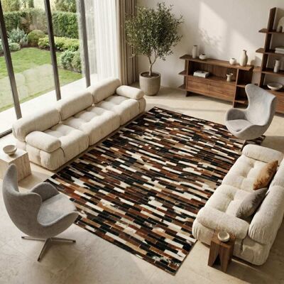 The Deco Factory Tapis en cuir recyclé moderne marron 160x230 - Publicité The Deco Factory Tapis en cuir recyclé moderne marron 160x230 - Publicité