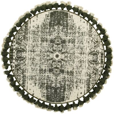 Tapis rond en coton vintage Beliani - 120cm - Publicité Tapis rond en coton vintage Beliani - 120cm - Publicité