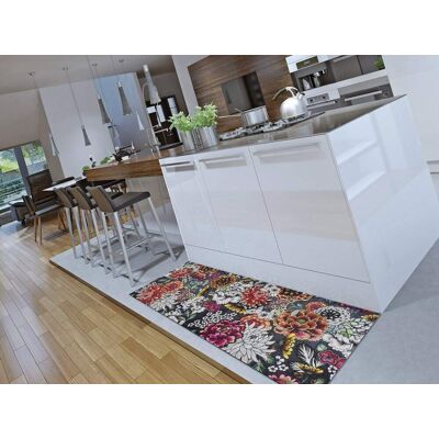 Atticgo Tapis de cuisine lavable fleurs multicolore 52x200 cm - Publicité Atticgo Tapis de cuisine lavable fleurs multicolore 52x200 cm - Publicité