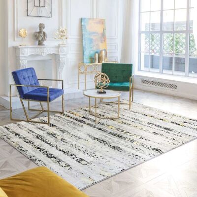 The Deco Factory Tapis abstrait moderne gris or 120x170 - Publicité The Deco Factory Tapis abstrait moderne gris or 120x170 - Publicité