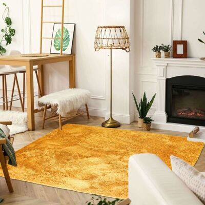 Le Tapis Shaggy Jaune de The Deco Factory - Microfibre à Poils Longs - Lavable - Publicité Le Tapis Shaggy Jaune de The Deco Factory - Microfibre à Poils Longs - Lavable - Publicité