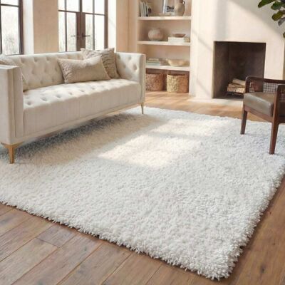 Tapis Blanc Lola - 160x229cm - Jute & Polypropylène - Publicité Tapis Blanc Lola - 160x229cm - Jute & Polypropylène - Publicité