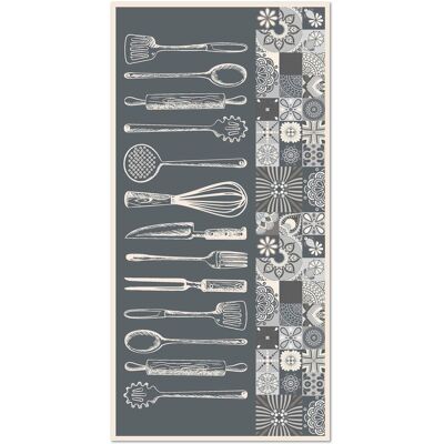 Home and Living Tapis vinyle cuisine utensile cuisine gris 120x170cm - Publicité Home and Living Tapis vinyle cuisine utensile cuisine gris 120x170cm - Publicité