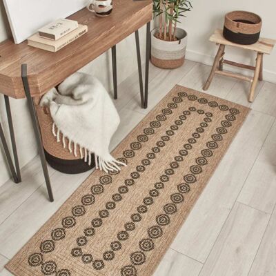 Nazar Tapis intérieur et extérieur effet jute motif géométrique noir 80x150 - Publicité Nazar Tapis intérieur et extérieur effet jute motif géométrique noir 80x150 - Publicité