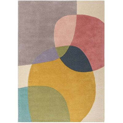 Flair Rugs Tapis en laine jaune, grise, rose, verte et beige 200x290cm - Publicité Flair Rugs Tapis en laine jaune, grise, rose, verte et beige 200x290cm - Publicité
