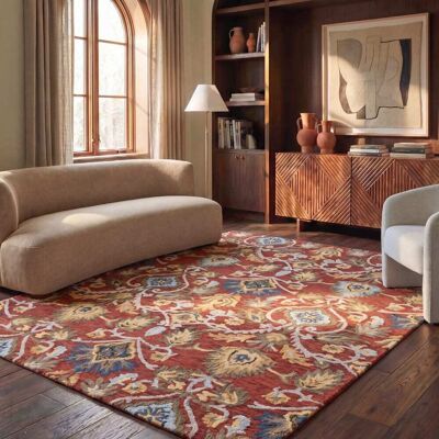 Safavieh - Blossom - Rouge/Multicolore - Laine - Tapis - Publicité Safavieh - Blossom - Rouge/Multicolore - Laine - Tapis - Publicité