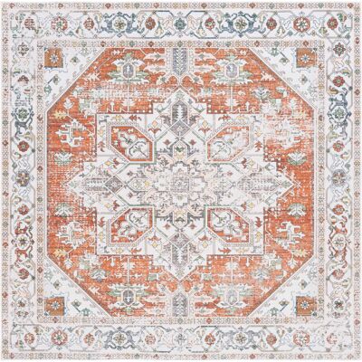 Safavieh - Tapis en polyester - Ivoire/Rouille - 185x180 cm - Publicité Safavieh - Tapis en polyester - Ivoire/Rouille - 185x180 cm - Publicité