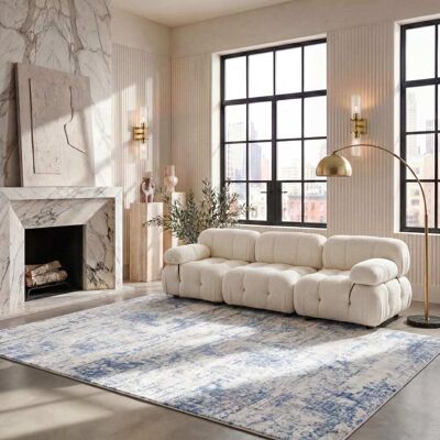 Safavieh Tapis contemporain en polypropylène blanc/bleu, 236 x 305 cm - Publicité Safavieh Tapis contemporain en polypropylène blanc/bleu, 236 x 305 cm - Publicité