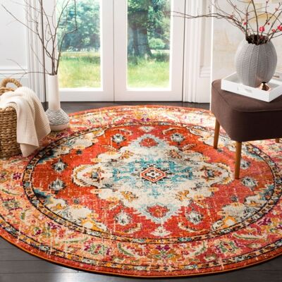 Tapis Safavieh 200x200cm Orange/Blue Clair - Tapis - Publicité Tapis Safavieh 200x200cm Orange/Blue Clair - Tapis - Publicité