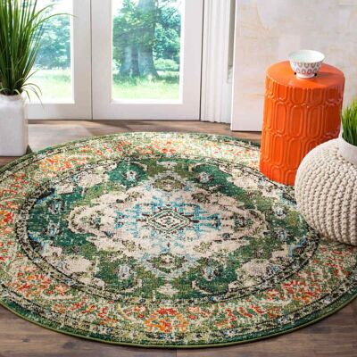 Tapis Safavieh Vert forêt/Bleu clair 200 X 200 - Publicité Tapis Safavieh Vert forêt/Bleu clair 200 X 200 - Publicité