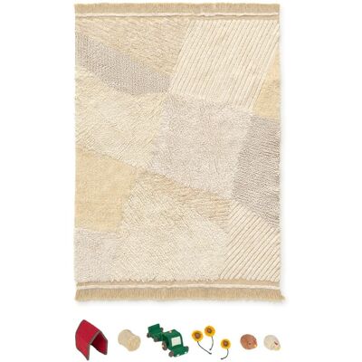 Lorena Canals - Farm Fields - 120x170 cm - naturel à rayures grises et beiges - Rug - Publicité Lorena Canals - Farm Fields - 120x170 cm - naturel à rayures grises et beiges - Rug - Publicité