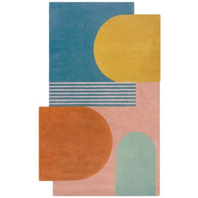 Flair Rugs Tapis pure laine bleue, jaune, orange et rose 200x290cm - Publicité Flair Rugs Tapis pure laine bleue, jaune, orange et rose 200x290cm - Publicité