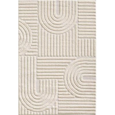Nazar Tapis à reliefs géométriques crème - 160x230 cm - Publicité Nazar Tapis à reliefs géométriques crème - 160x230 cm - Publicité